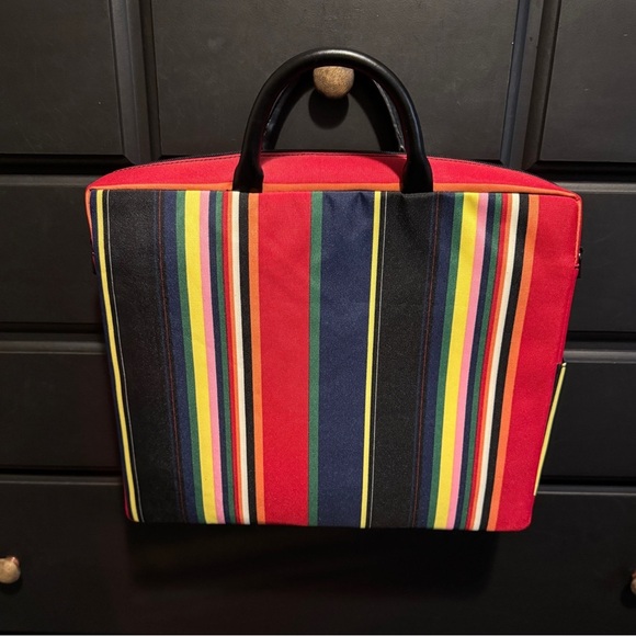 VTG Y2K Padded Cotton Striped Stiff Laptop Bag Side Pocket Colorful NWOT RARE - Picture 1 of 9